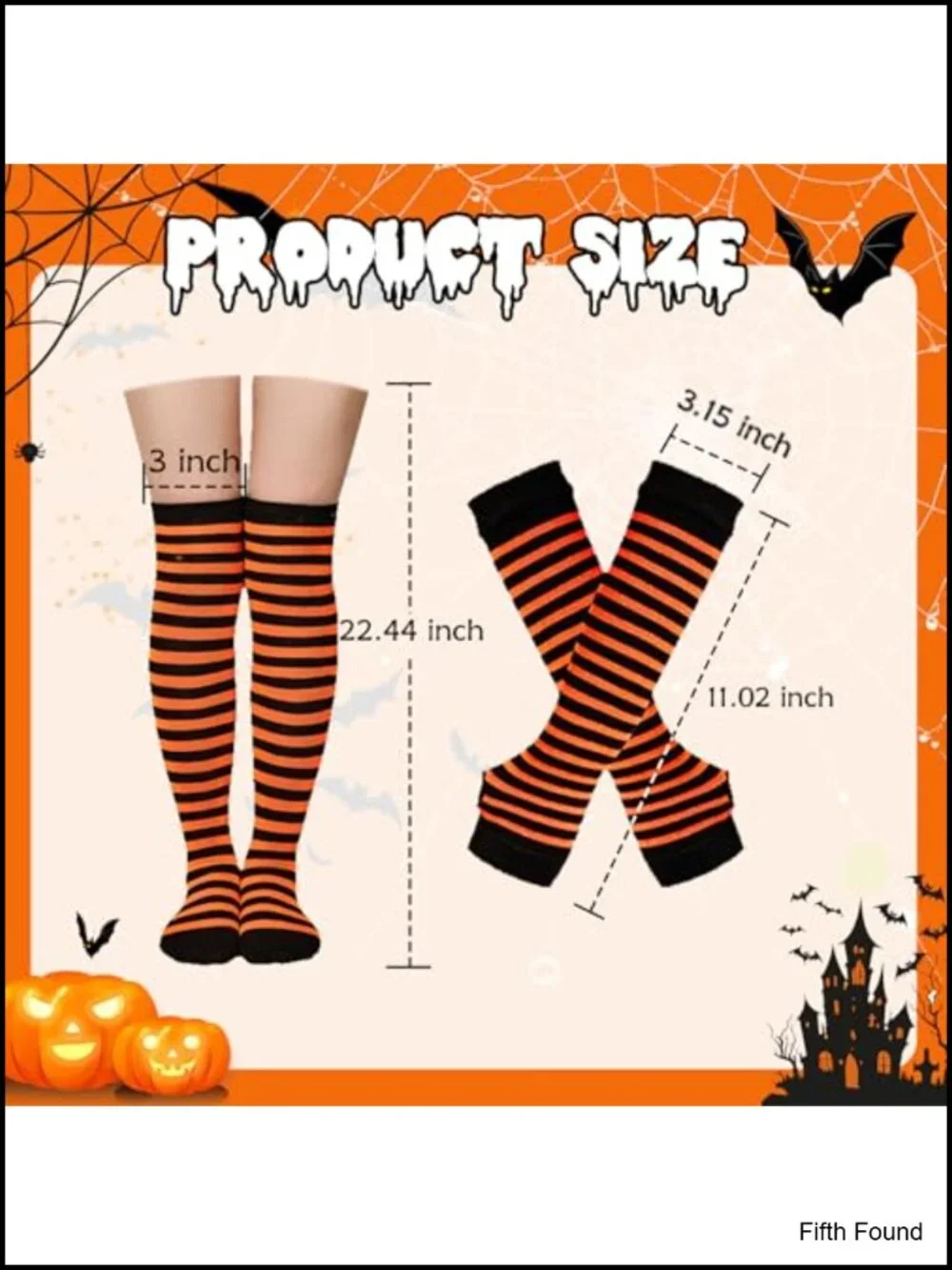 Women Striped Thigh High Socks & Fingerless Gloves Set